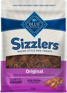 Blue Buffalo Sizzlers with Real Pork Bacon-Style Dog Treats 6-oz Bag (Pack of 1) - Picture 1 of 7