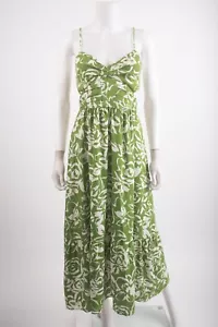 Robe midi femme Zara lin découpé taille XS vert blanc floral 2157/068 neuve avec étiquette - Photo 1 sur 6