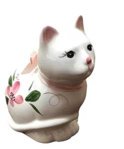 Regalos Artísticos Cerámica Gatito Gatito con Pestañas Estatuilla Rosa Arco Diseño Floral De Colección - Imagen 1 de 10