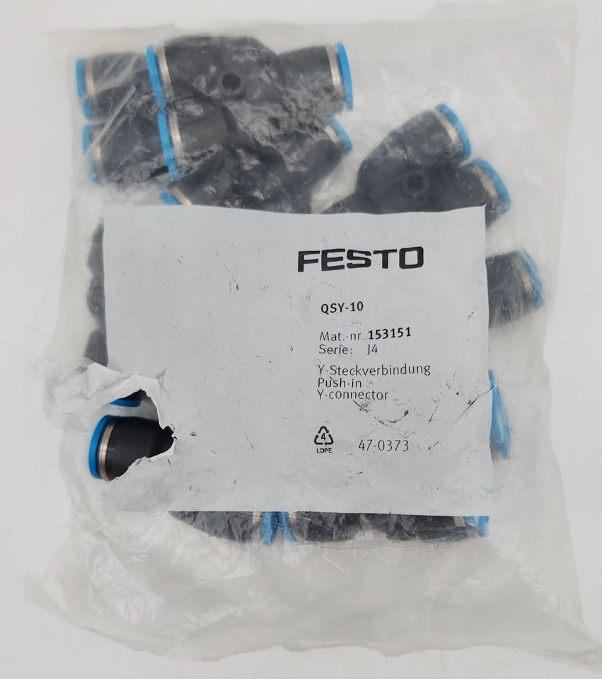 FESTO 153151 QSY-10  Push-in Y-connector (PACK OF 10) - Image 1 of 2