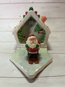 Vintage JSNY Weihnachtsmann Skifahren 3D Lebkuchenhaus Klappbox. - Bild 1 von 7