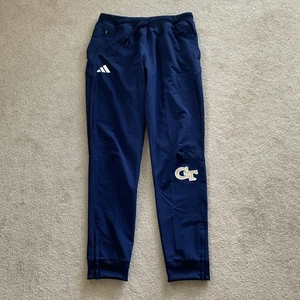 Georgia Tech Adidas Team Issued Sweatpants Gr. M blau Tapered Joggers Zip Cuffs - Bild 1 von 11