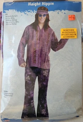Men's Haight Hippie Costume - Groovy Flower Power, Sz. Medium/Large (One Size) - Image 1 of 4