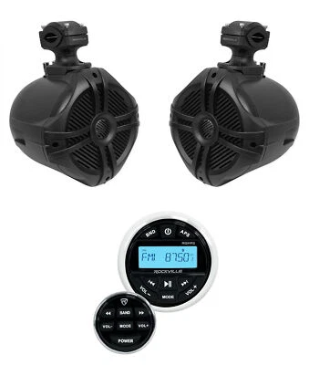 Rockville RGHR2 Marine Bluetooth Receiver, USB+Remote+2) 6.5" Wakeboard Speakers - Image 1 of 4