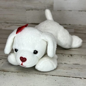 Hallmark White Puppy Dog w Red Bow & Heart Nose Plush Stuffed Animal 9 in - Picture 1 of 7