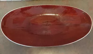 Mid Century Modern Handcrafted Cast Aluminum 16"x 6" Tray Red Enamel - Picture 1 of 8