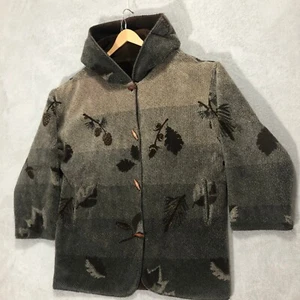 Abrigo reversible Denali Sherpa vintage con botones de palanca marrón con hojas - Imagen 1 de 10