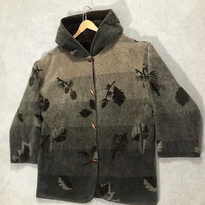 Abrigo reversible Denali Sherpa vintage con botones de palanca marrón con hojas Foto 1 de 4