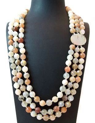 Collana in Pietra di Luna chiusura in Argento 925 con Madreperla Made in Italy - Immagine 1 di 3