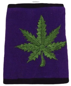 Wallet Embroidered Mull Leaf Purse Natural Cotton Eco-Friendly Organic - Bild 1 von 5