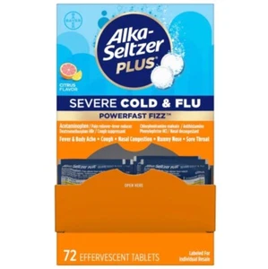 Alka-Seltzer Plus Severe Cold & Flu Powerfast Fizz, Citrus, 72-count - Picture 1 of 1