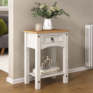 Corona White Console Table 1 Drawer Mexican Solid Pine Hallway - Picture 1 of 11