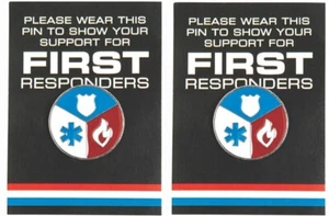 (LOT OF 2) First Responder Pin with Card. Fast Shipping!! - Picture 1 of 3