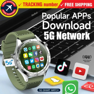 Smart Watch 4G Network SIM Card 1.43 AMOLED Camera with GPS Wifi Google Play - Image 1 of 4