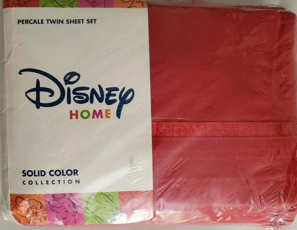 Disney Solid Color Collection Percale Red Sheet Set Twin NEW  - Image 1 of 1