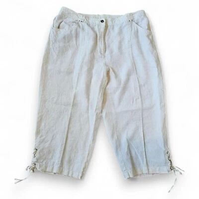Pantalones cortos para mujer JM Collection 100 % lino blanco roto neutro talla 16W Foto 1 de 4