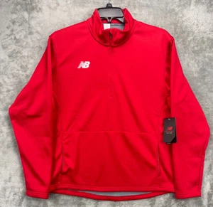 NWT New Balance Men's Thermal Pullover Jacket Large Red 1/2 Zip Pockets Stretch - Picture 1 of 10