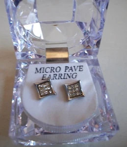 Herren oder Jungen Silber Finish Klar Stein Mode Elegant Ohrstecker mit Box - Bild 1 von 5