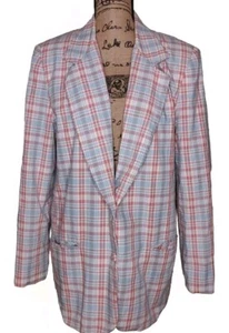 Vintage Hunt Club Womens Single Breasted One Button Cotton Plaid Blazer Size 16T - Picture 1 of 4