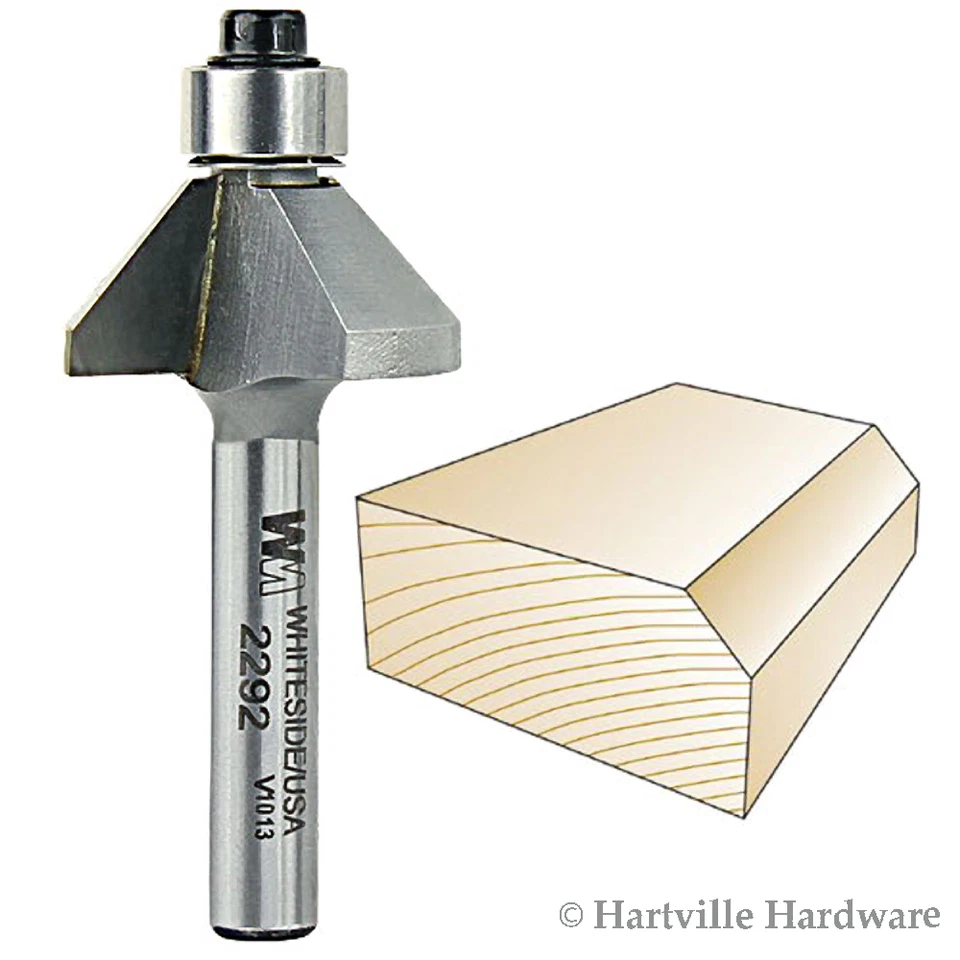 Brocas de enrutador de lado blanco 2292 broca de bisel con longitud de corte de 45 grados 7/16 pulgadas Foto 1 de 1