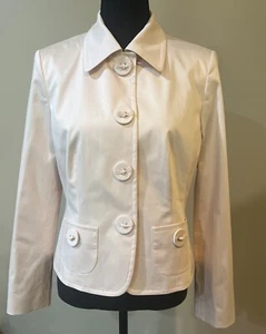 Chaqueta Blazer Talbots Rosa Pálido Algodón Talla 8P Botón a Presión Elastizado Forrado - Imagen 1 de 12