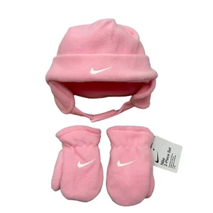 Nike Toddler Girls Fleece Chin Strap Trapper Hat & Mittens 2 Piece Set Size 2-4T - Picture 1 of 6