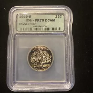 1999-S Connecticut State Clad Proof Quarter ICG PR70DCAM Deep Cameo Quarter - Picture 1 of 10