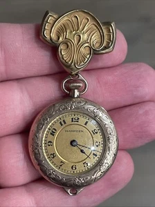Vintage defekte Hampden Taschenuhr Gold Filled für Teile/Reparatur Molly Stark - Bild 1 von 8
