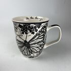 Karma Gifts Black and White Boho Coffee Mug, Butterflies, “Be the change”