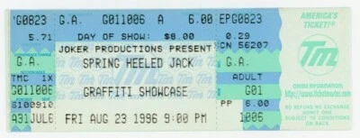 Spring Heeled Jack Concert Ticket Graffiti Showcase Pittsburgh, PA 1996 - Image 1 of 2