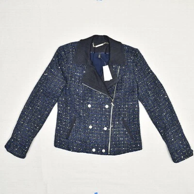НОВЫЙ блейзер на молнии White House Black Market полиэстер размер 4 люрекс блестки твид - Изображение 1 из 4