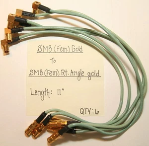 (6) SMB (Buchse) Gold auf SMB (Buchse) rechter Winkel Gold Kabel 11" - Bild 1 von 1