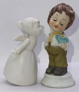 Napco from Japan Little boy with blue bird and Small Angel with Wings Vintage - Picture 1 of 14