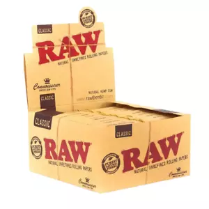 RAW King Size Slim with Tips Classic Box of 24 Natural Papers Smoking Tobacco - Picture 1 of 7