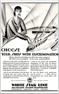PRINT AD 1928 White Star Line Majestic Olympic Homeric Art Deco Coude 5.5 x 9 - Picture 1 of 3