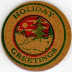 Milk Bottle Cap - Holiday Greetings - tabless cap - pine tree - red /green -(#2) - Picture 1 of 1