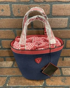 Blaine Trump Denim "Flower Pot" Drawstring Bag - Picture 1 of 10