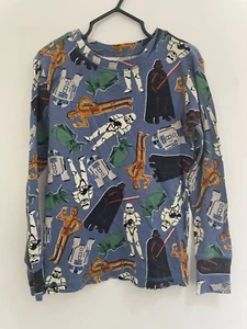 Star Wars Gap Kid Boys Darth Vader Stormtrooper Cotton Long Sleeve PJ Top Blue 8 - Picture 1 of 4