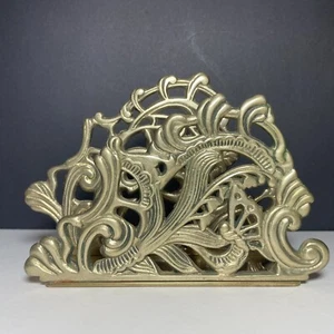 Vintage Solid Brass Letter Napkin Holder  Teleflora 1983 —6.75”x4.75” - Picture 1 of 7