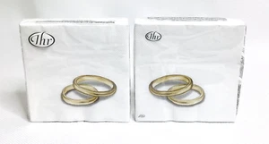 2 COCKTAIL NAPKINS 20 3-PLY MADE IN GERMANY IHR RINGS gold - Picture 1 of 6