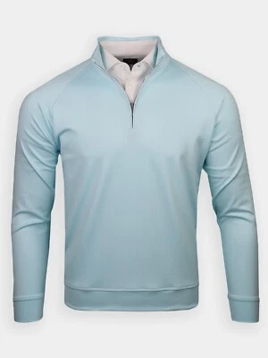 NOVO Pulôver Donald Ross SPORT Elias 1/4 Zíper AZUL PISCINA MÉDIA camisa elástica - Imagem 1 de 4