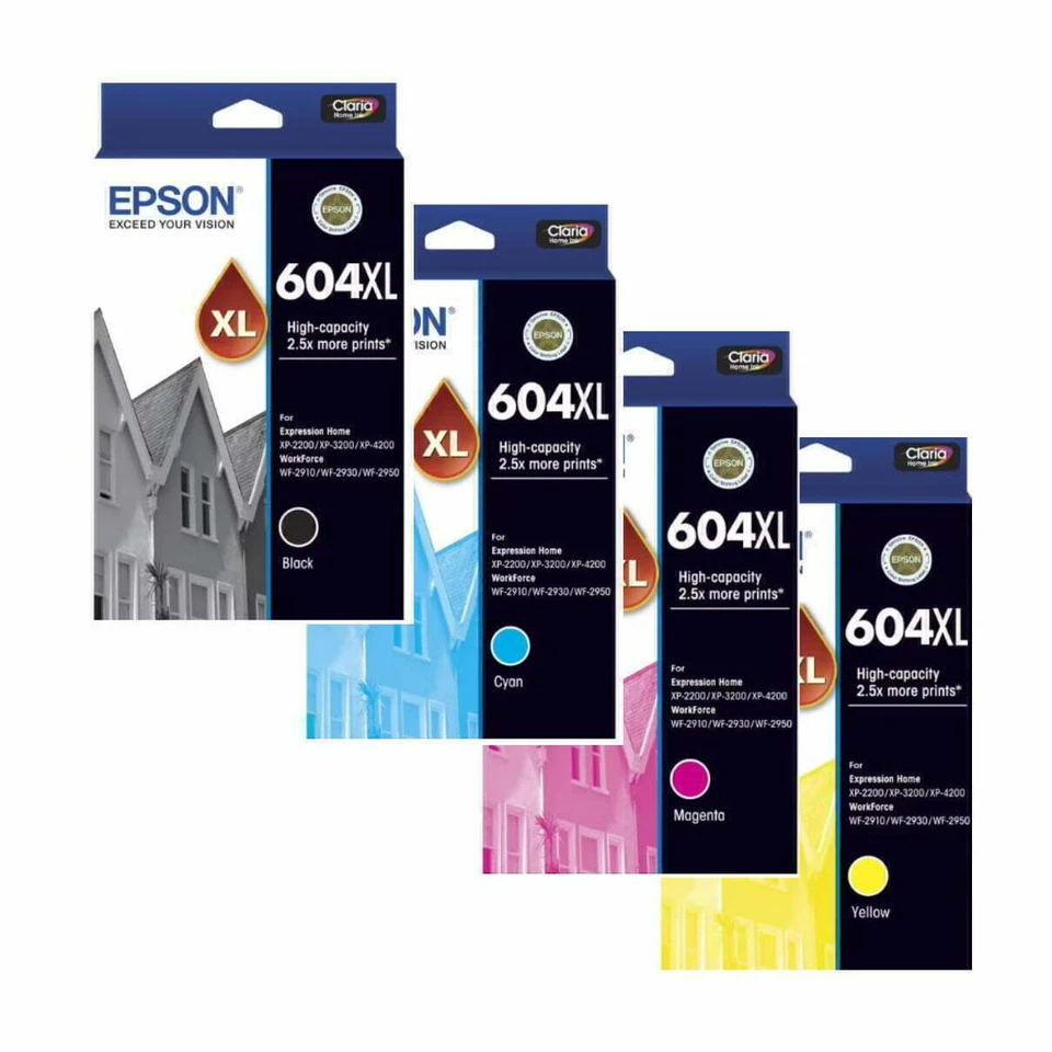 GENUINE Original Epson 604XL Black Cyan Magenta Yellow Ink Cartridge Toner - Image 1 of 1