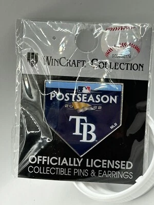 Tampa Bay Rays Post Season 2022 Media Pass Style Pin Lapel Hat MLB Home Plate - Image 1 of 4