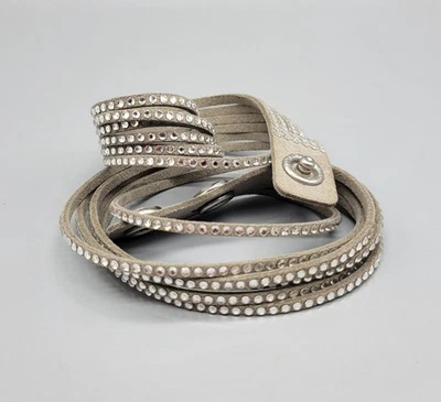 Auténtica pulsera envolvente de diamantes de imitación de gamuza gris cristal Swarovski B1A Foto 1 de 4