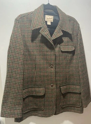 Vintage Woolrich Houndstooth Wool Blazer Coat Women’s Size Medium Pleated Back - Image 1 of 4