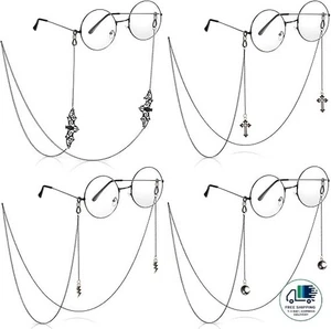4 Cadenas para gafas de mujer, estilo gótico, con forma de murciélago, cruz - Bild 1 von 6