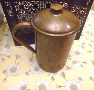 Vintage Old Copper Serving Pitcher Container with Lid and Handle - Bild 1 von 5