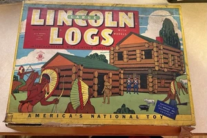 1930s-40s Large Lincoln Logs JL Wright Inc Chicago Made In USA Set 3-L - Picture 1 of 11