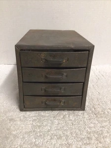 Vintage 4 Drawer Industrial Metal Cabinet Parts Tools Collectibles Design - Picture 1 of 10