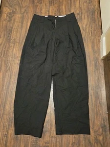 Ganni Women's Black Cuffed Straight-Leg Trousers Pants Size 38 - Picture 1 of 4